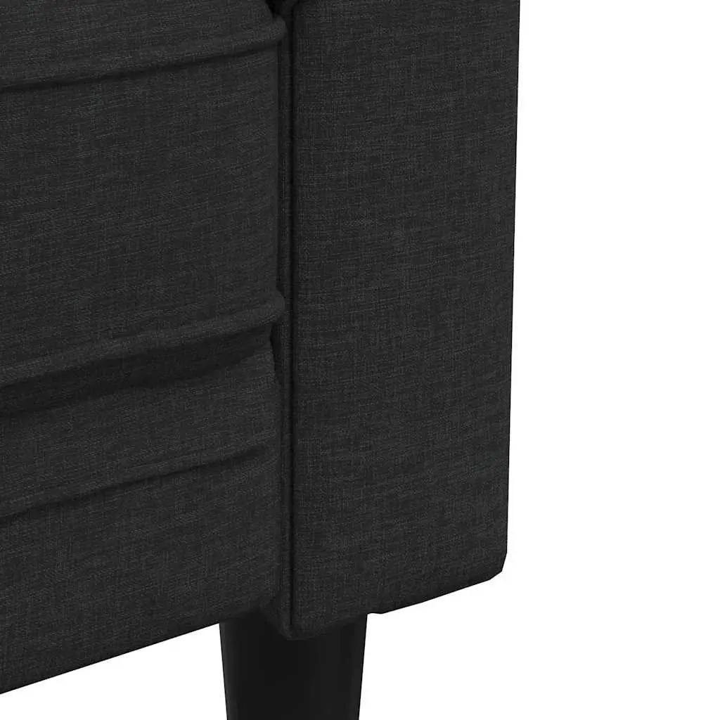Chesterfield Sofa for Living Room Black Fabric 2-Seater Classic Rolled Arm