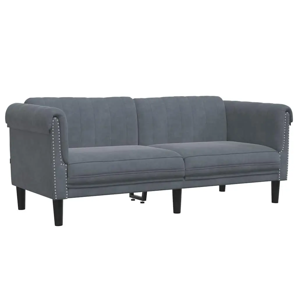 Grey Velvet 2-Seater Sofa