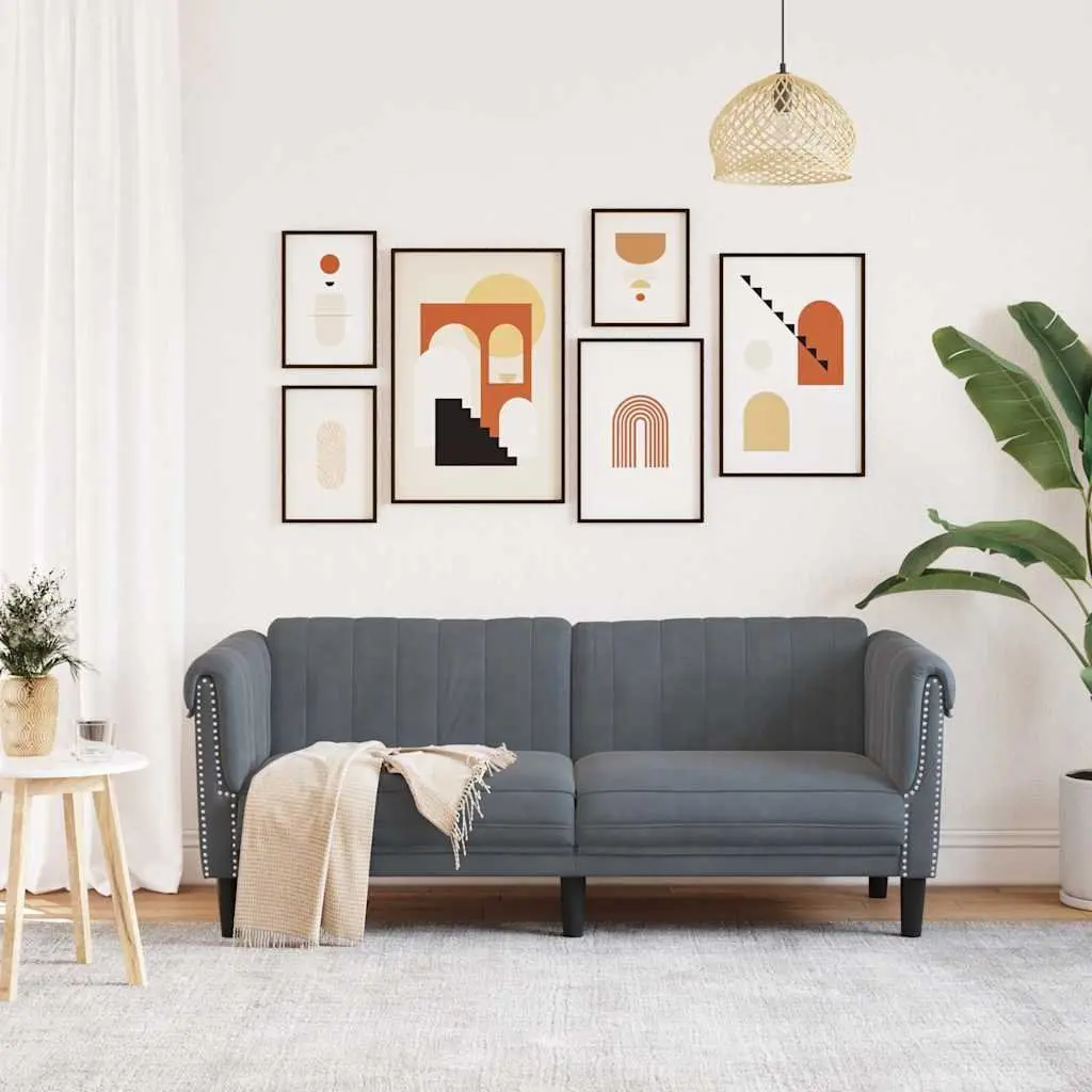 Grey Velvet 2-Seater Sofa