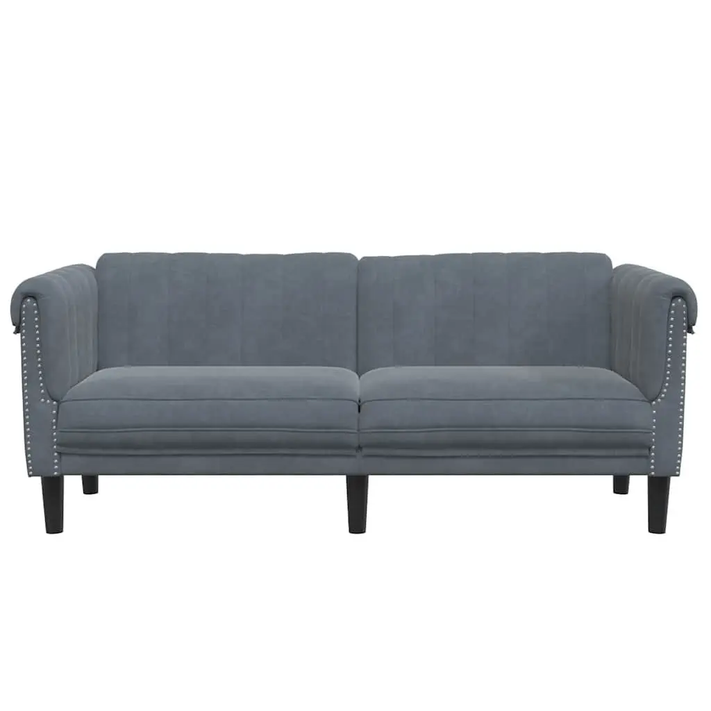 Grey Velvet 2-Seater Sofa