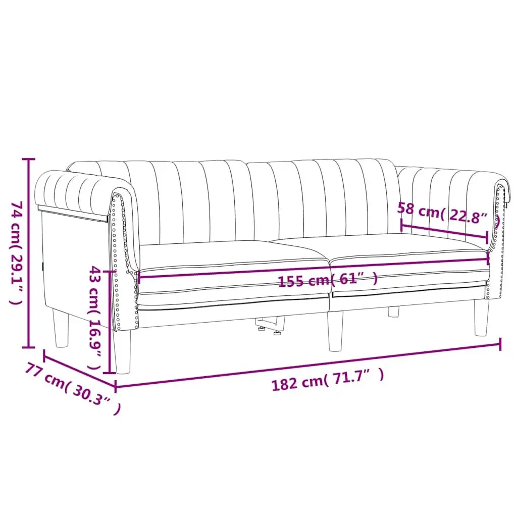 Grey Velvet 2-Seater Sofa