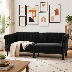 3-Seater Black Velvet Sofa: Comfort and Dimensions