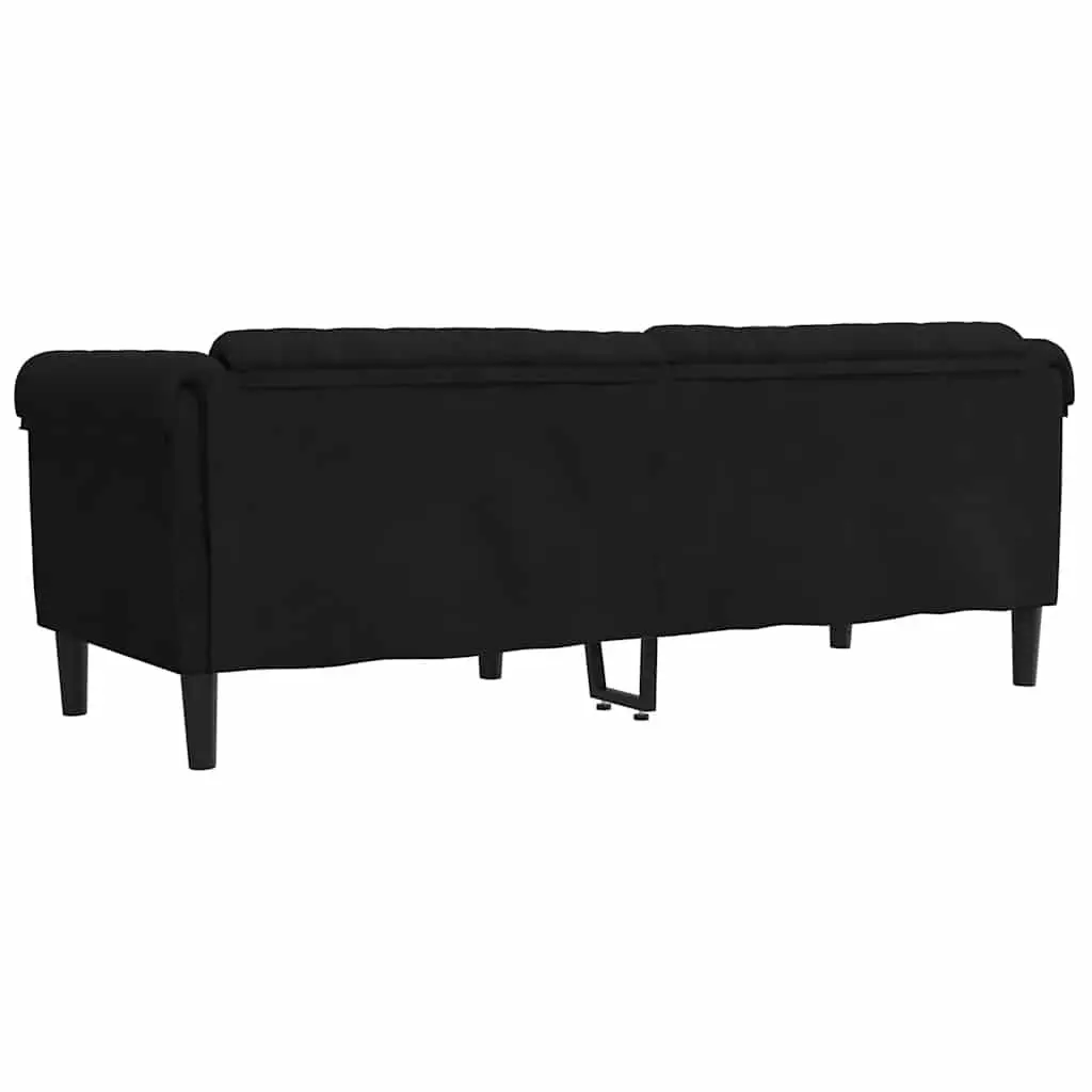 3-Seater Sofa Black Velvet Living Room Furniture Couch Comfortable Padded Seat