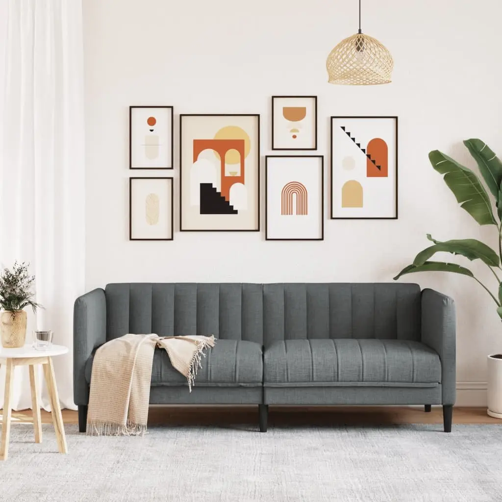 2-Seater Sofa Grey Fabric Living Room Couch Lounge Seat Modern Design
