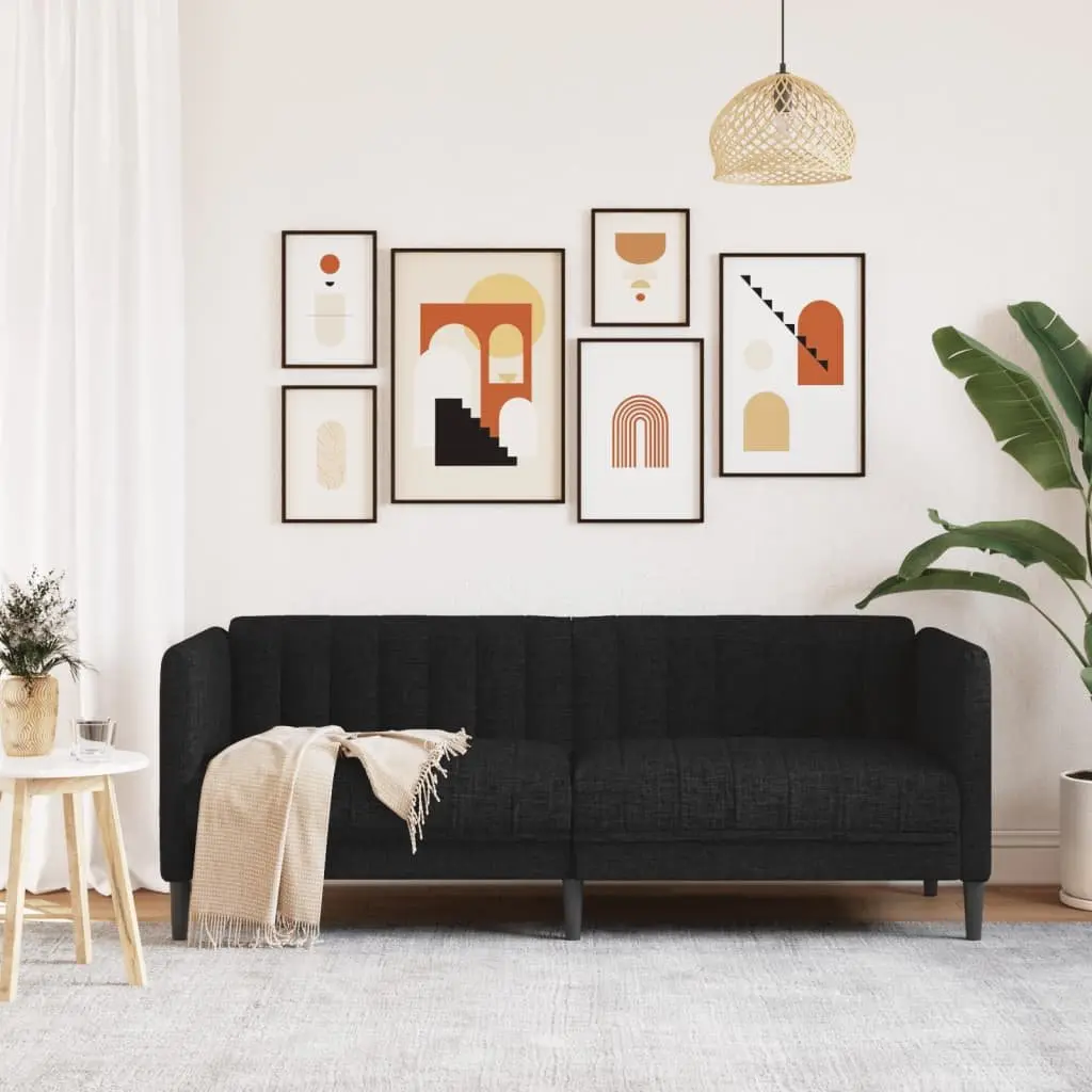 2-Seater Sofa Living Room Black Fabric