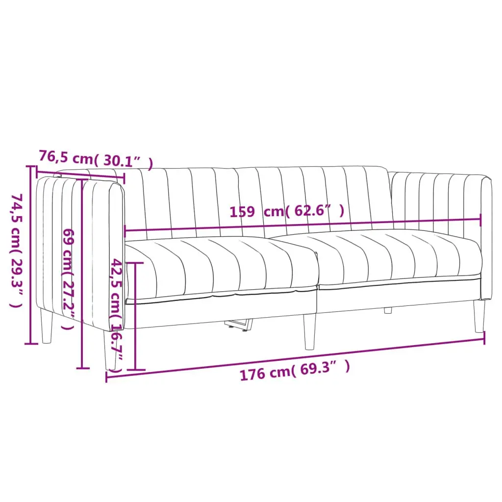2-Seater Sofa Living Room Black Fabric