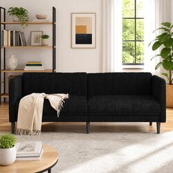 3-Seater Sofa Dimensions: Modern Black Fabric Couch