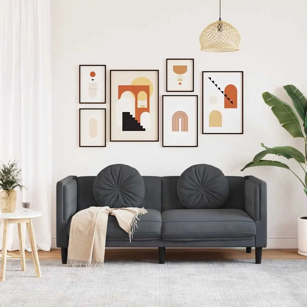 2-Seater Sofa Grey Velvet Living Room Furniture Couch