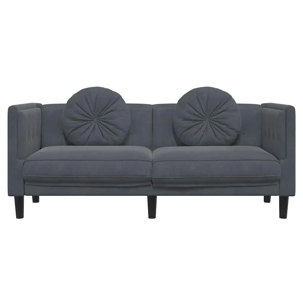2-Seater Sofa Grey Velvet Living Room Furniture Couch