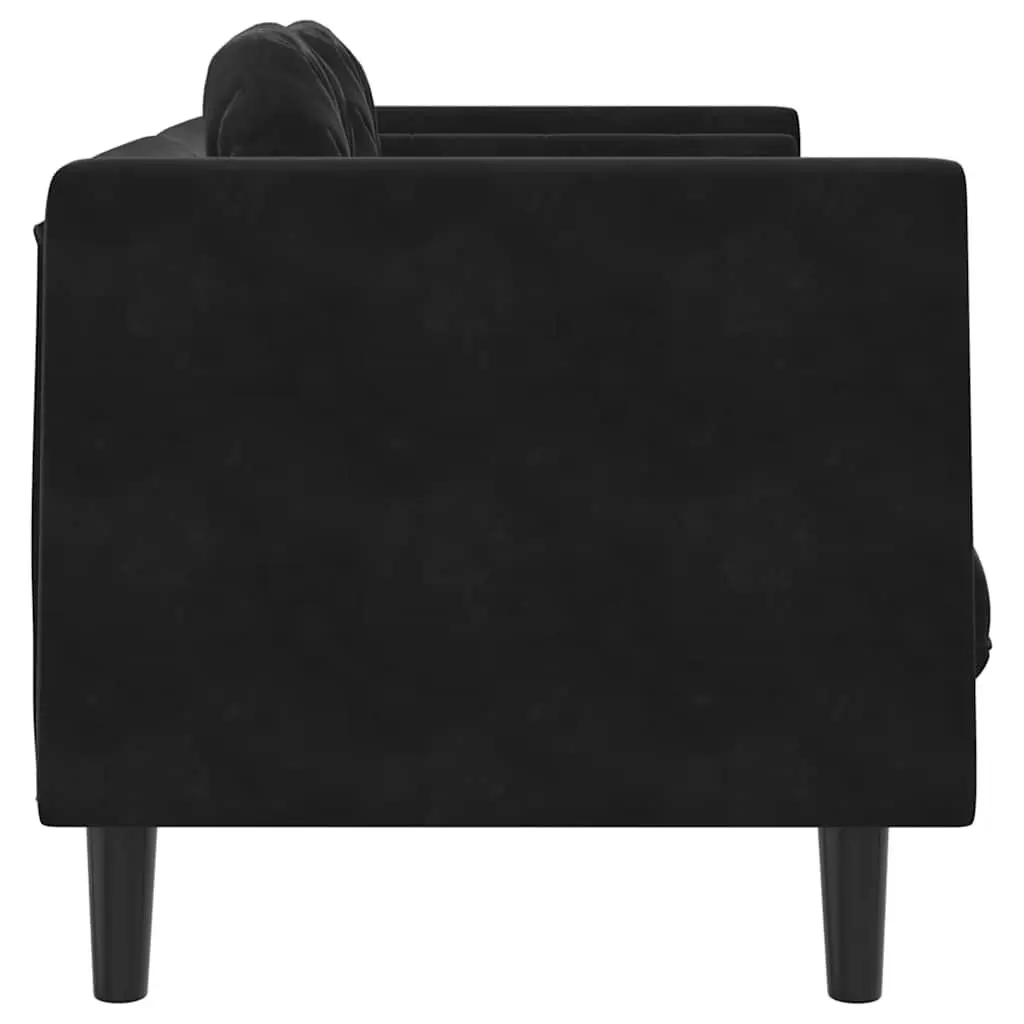 2-Seater Sofa Black Velvet Couch Living Room Furniture Comfortable Padded