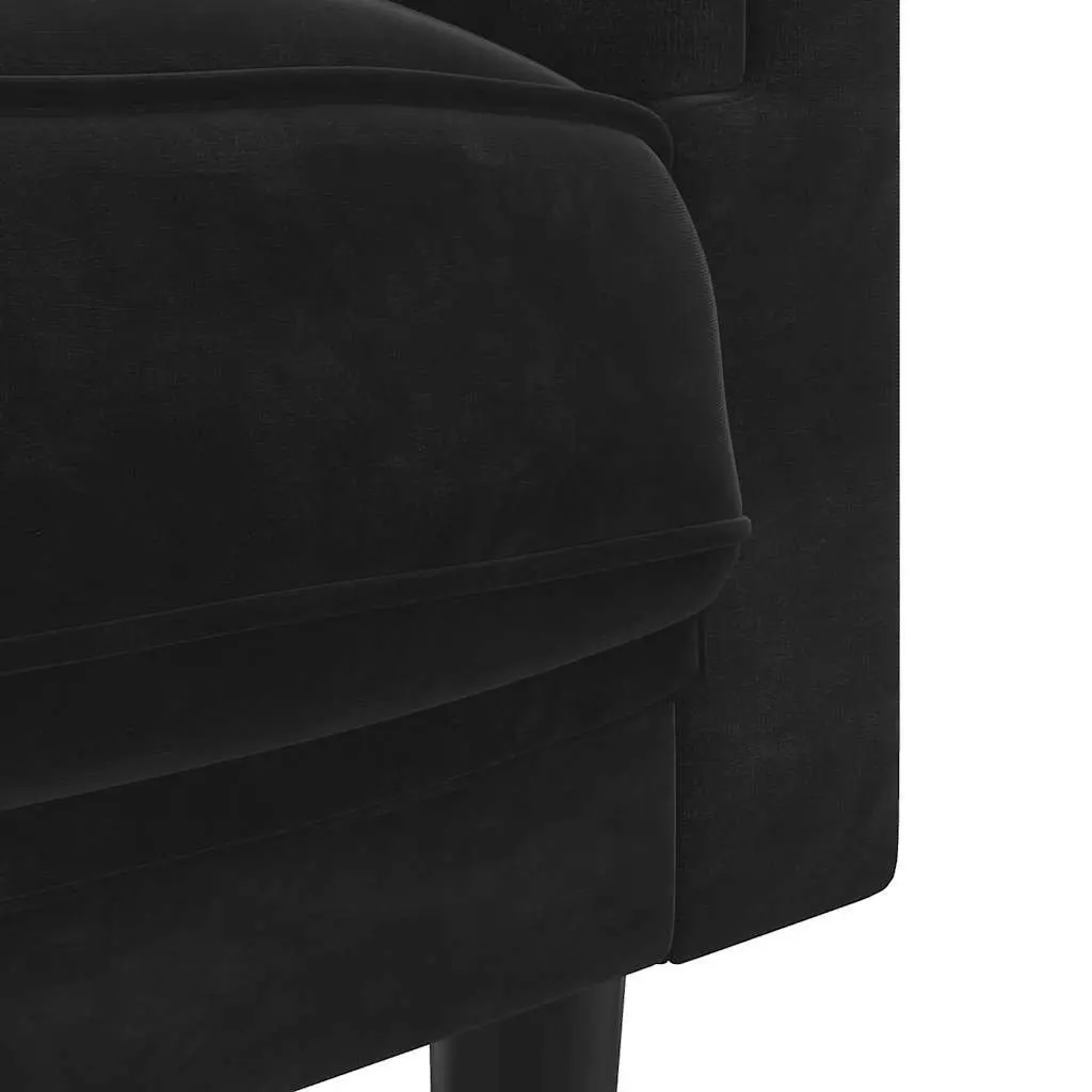 2-Seater Sofa Black Velvet Couch Living Room Furniture Comfortable Padded
