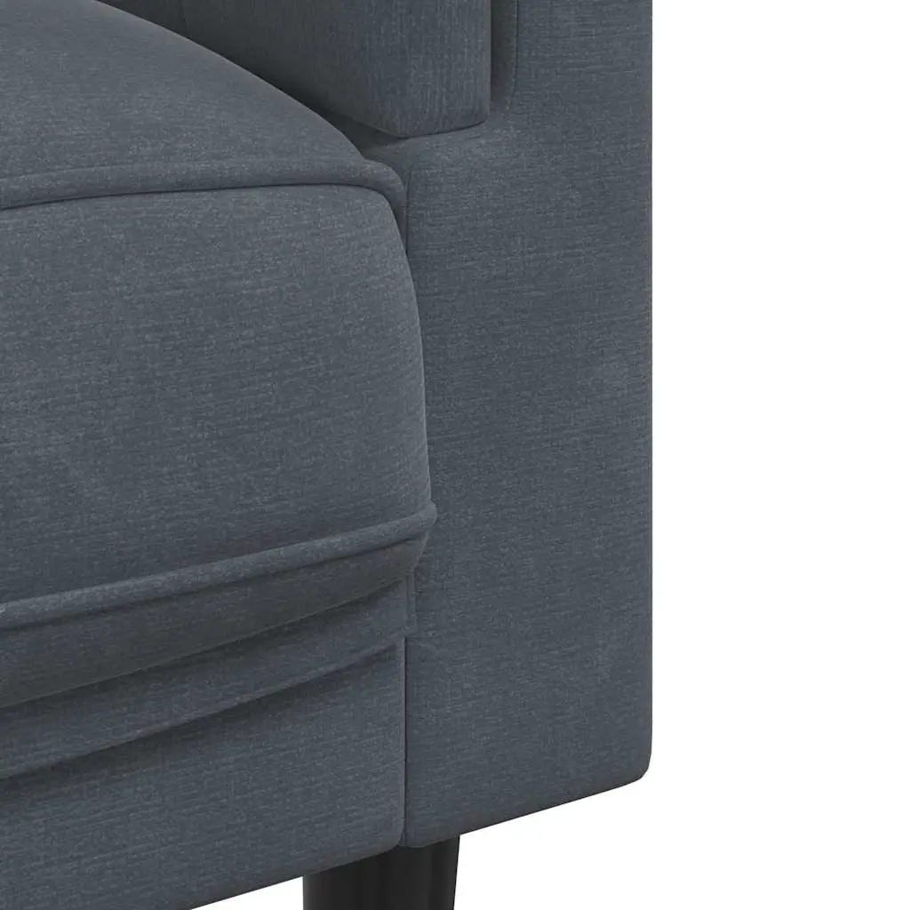 3-Seater Sofa Grey Velvet Cushions Living Room Couch Padded Armrests Backrest