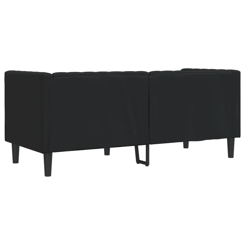 2-Seater Chesterfield Sofa Black Faux Leather Living Room