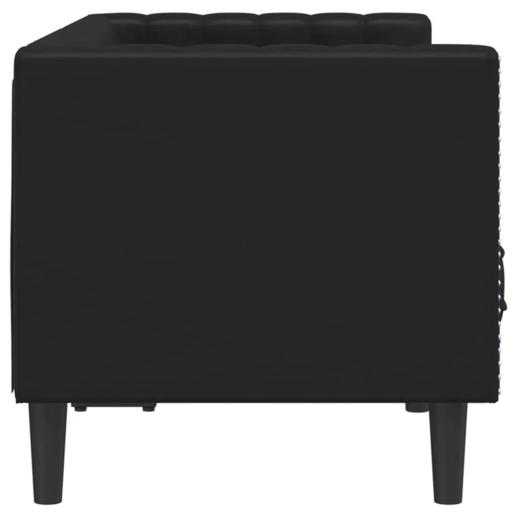 2-Seater Chesterfield Sofa Black Faux Leather Living Room
