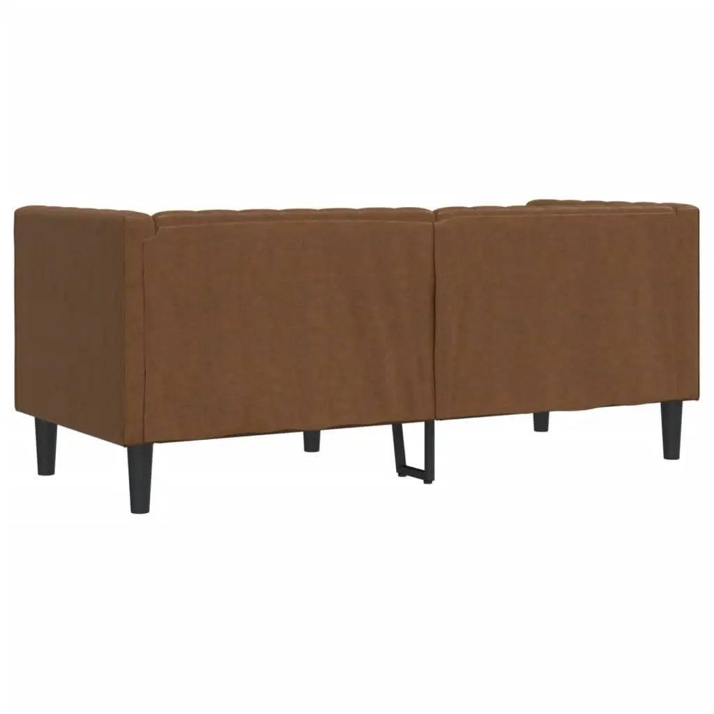 Chesterfield Sofa for Living Room Brown Faux Suede Leather 2 Seater