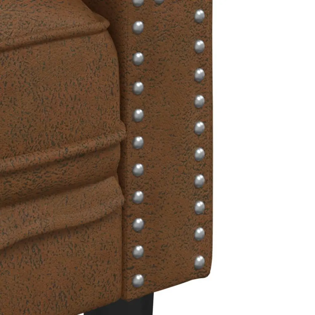 Chesterfield Sofa for Living Room Brown Faux Suede Leather 2 Seater
