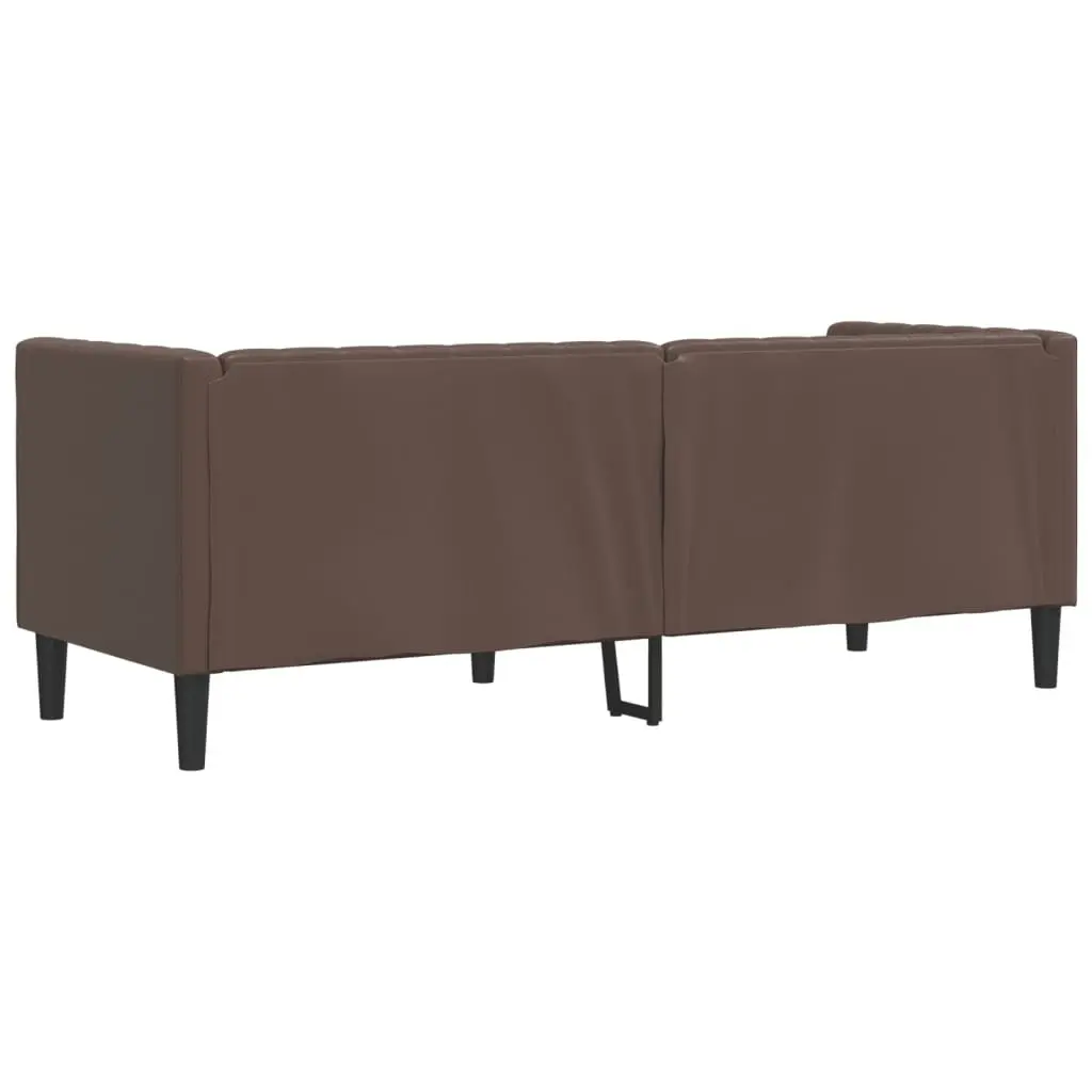 Chesterfield Sofa Living Room Brown Faux Leather 3-Seater