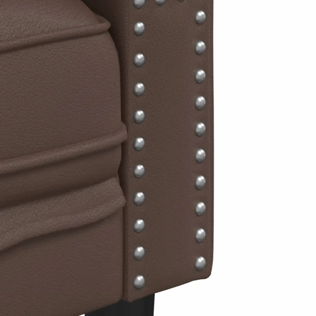 Chesterfield Sofa Living Room Brown Faux Leather 3-Seater