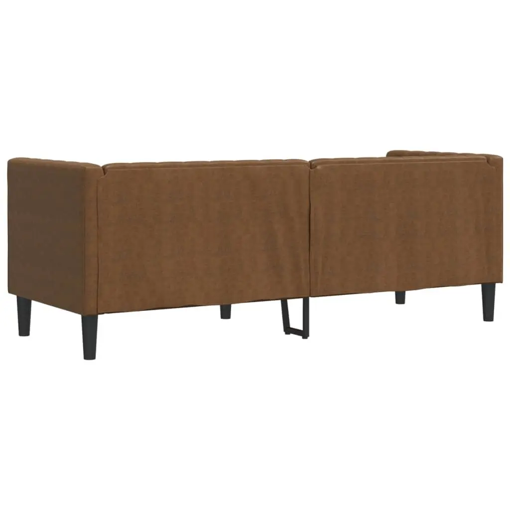 Chesterfield Sofa Living Room Brown Faux Suede 3-Seater