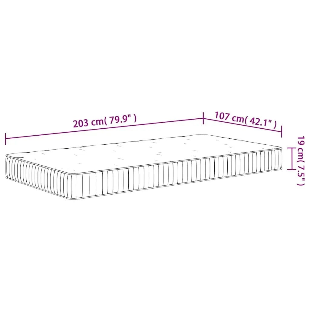 Pocket Spring Mattress King Single 107x203 cm Medium Firmness Fabric Cover White