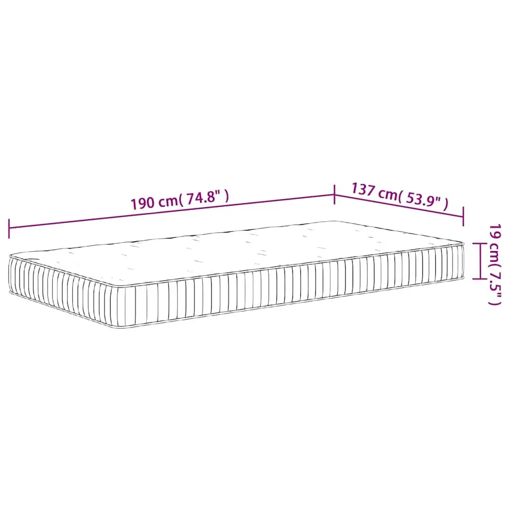 Pocket Spring Mattress Medium Firm 137x190cm White Fabric Encased Coil Support