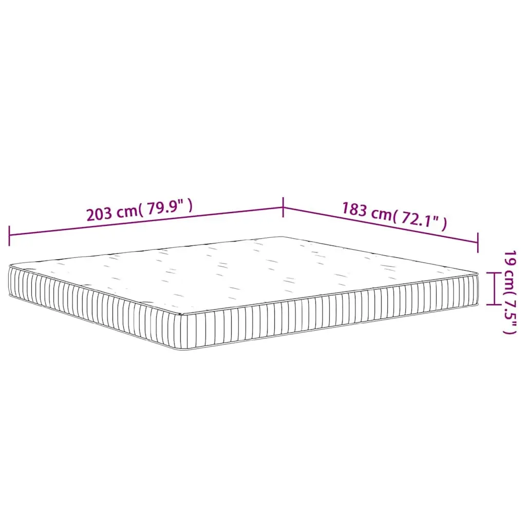 Pocket Spring Mattress King Size 183x203 cm Medium Firmness White