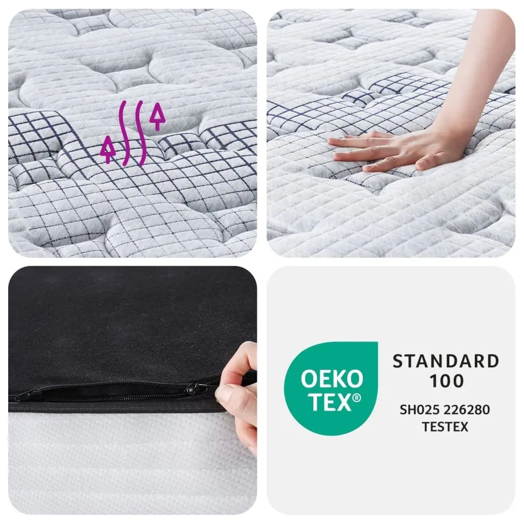 Pocket Spring Mattress Medium 90x190cm Grey Bedroom Sleep Support 7 Zones