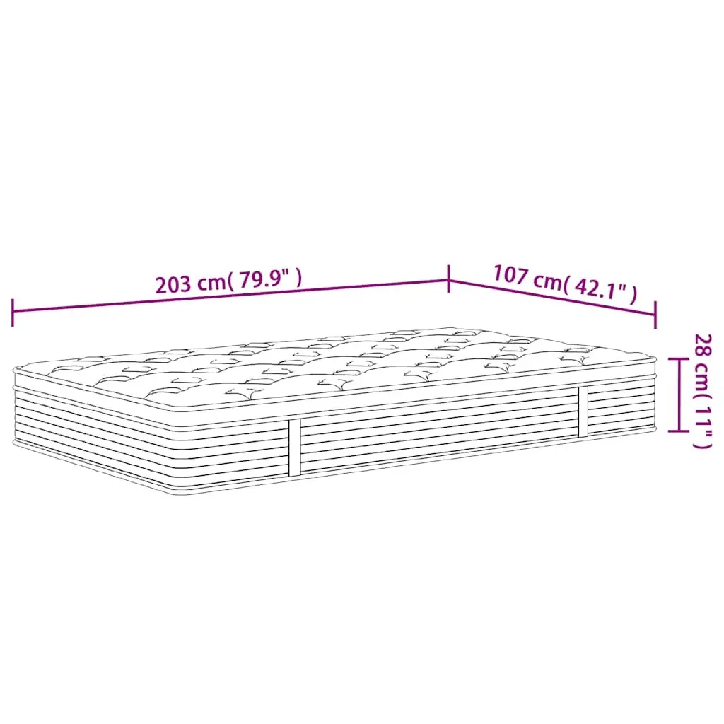 Pocket Spring Mattress King Single 107x203cm Medium Firmness 7-Zone Support Grey