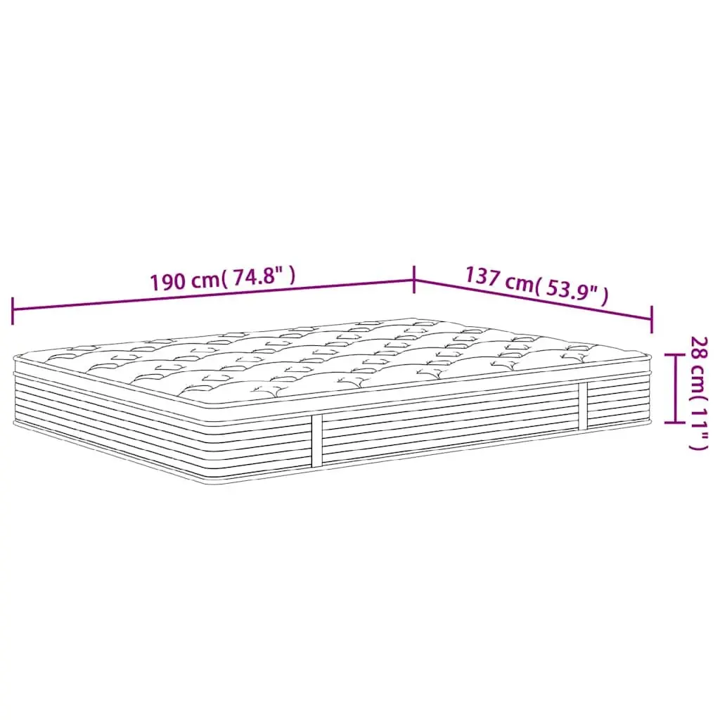 Pocket Spring Mattress 137x190cm Grey