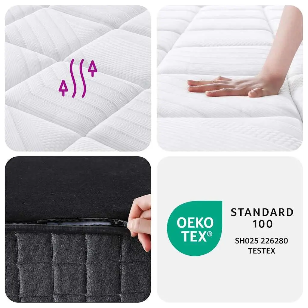 Pocket Spring Mattress 107x203cm King Single White Medium Firm 7 Zones