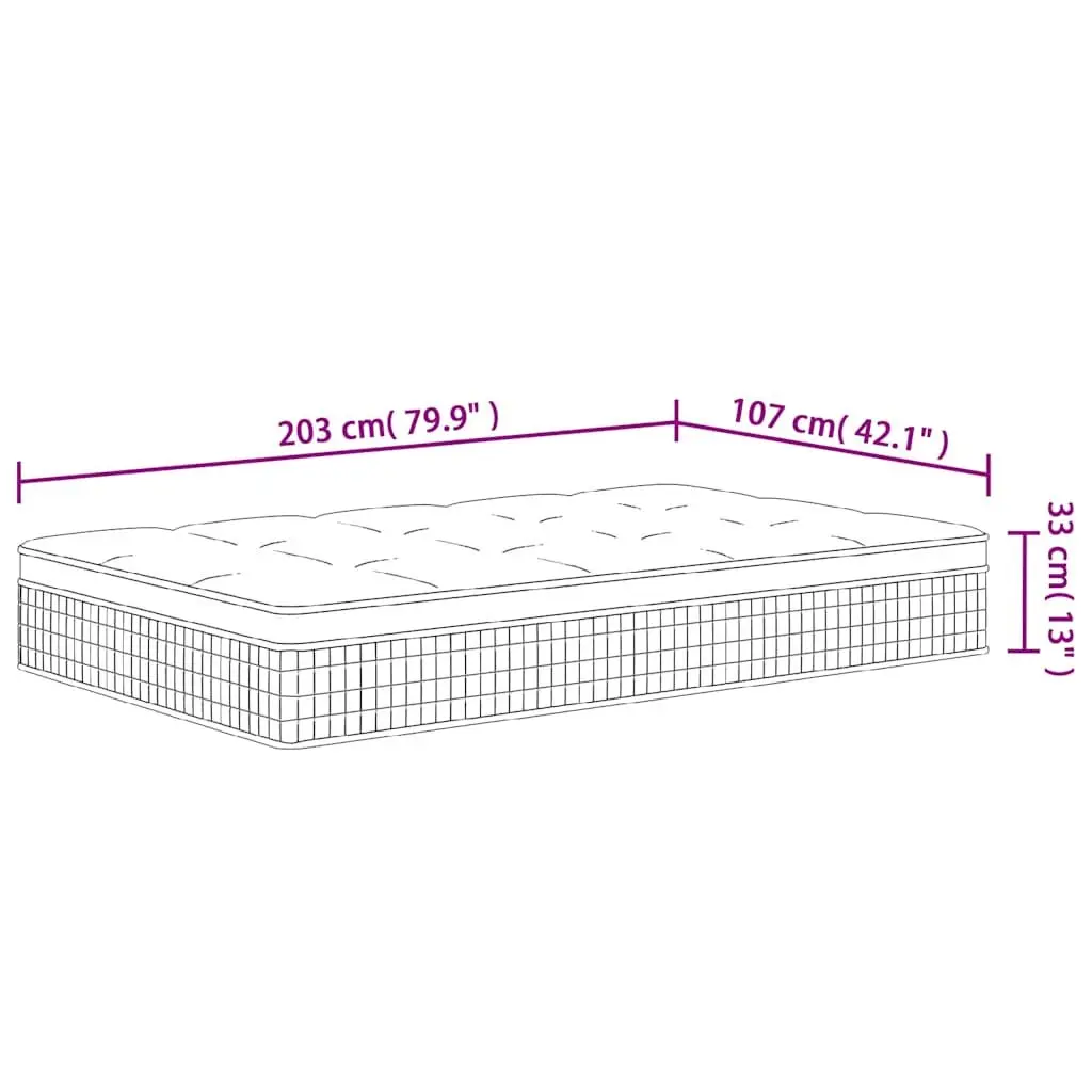Pocket Spring Mattress 107x203cm King Single White Medium Firm 7 Zones
