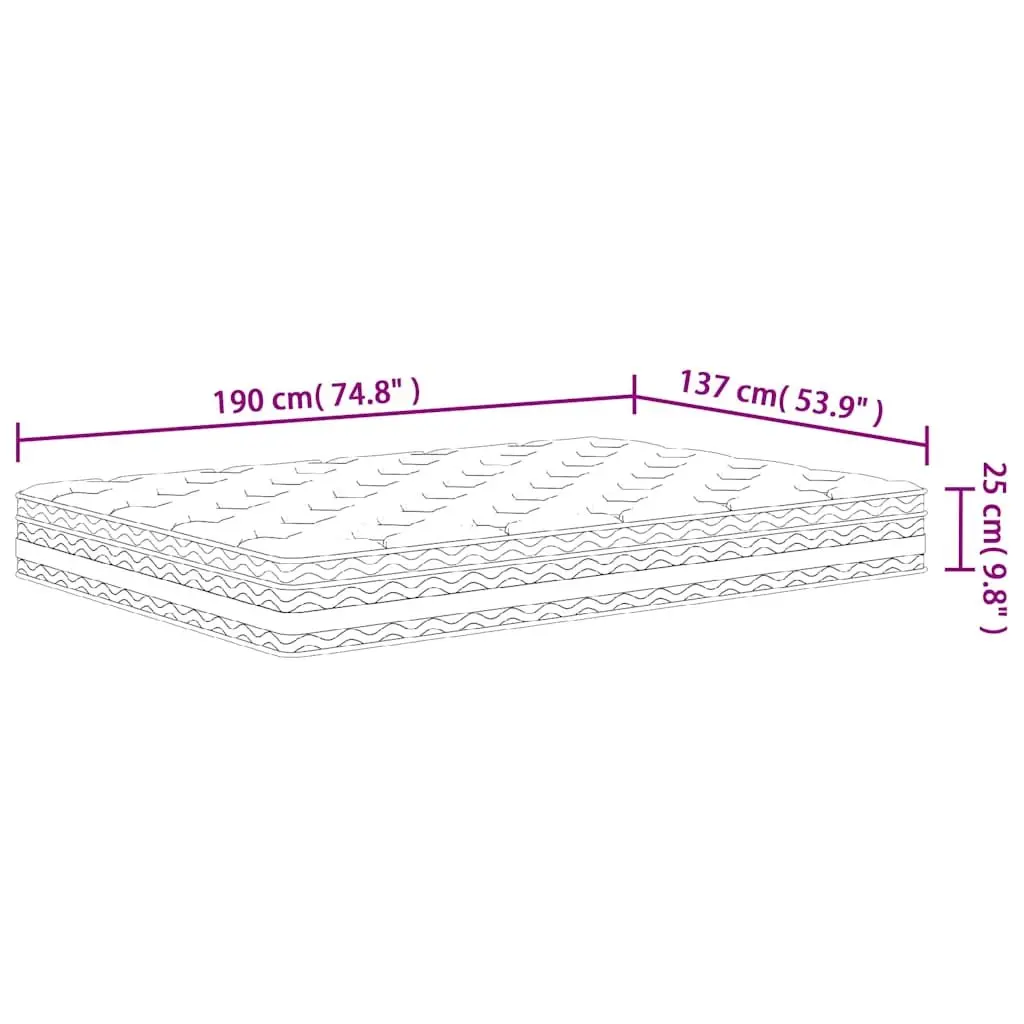 Pocket Spring Mattress Bedroom 137x190cm Medium Firmness