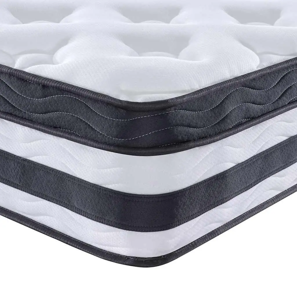 Queen Pocket Spring Mattress Medium Firm 152x203cm White Bedroom Sleep Support