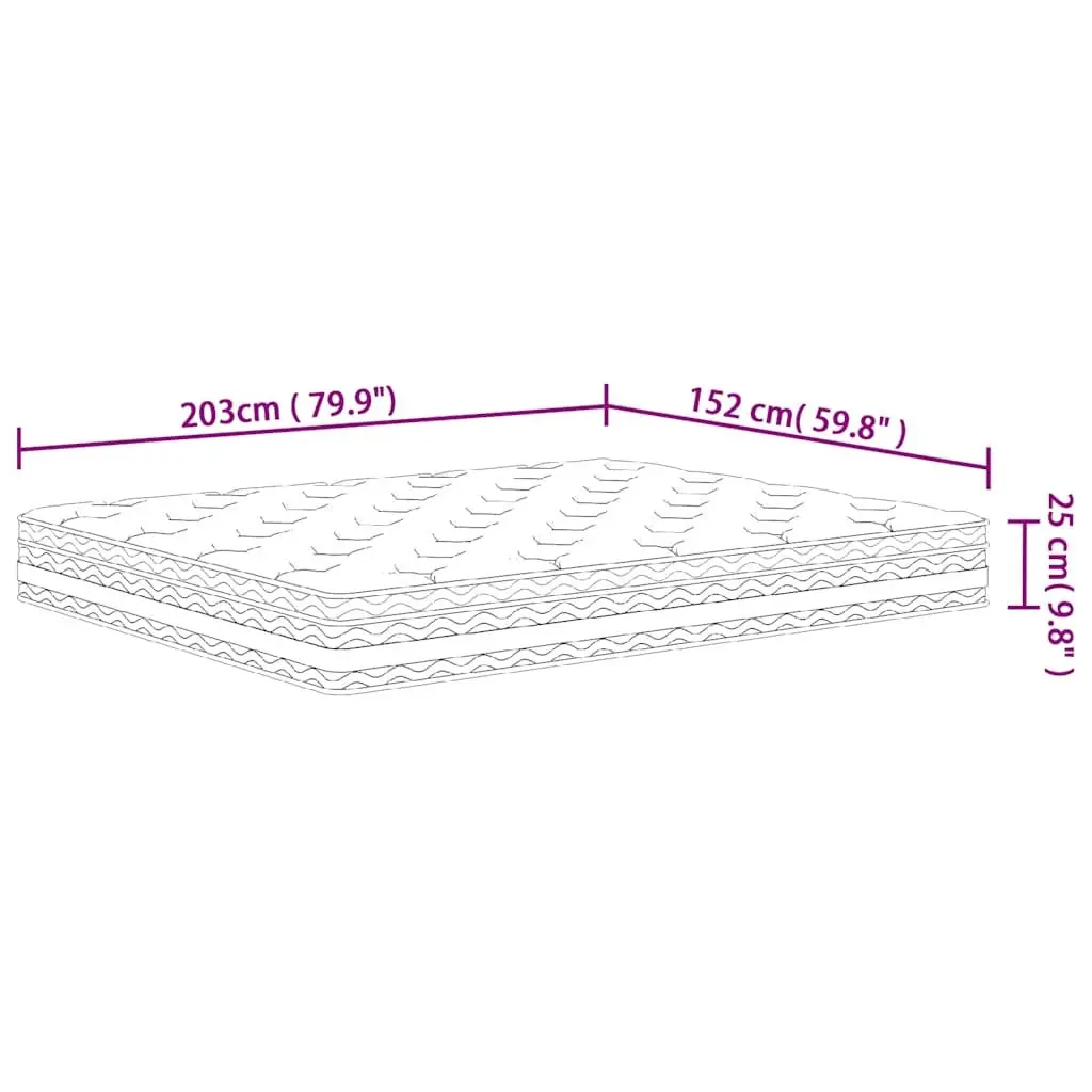 Queen Pocket Spring Mattress Medium Firm 152x203cm White Bedroom Sleep Support