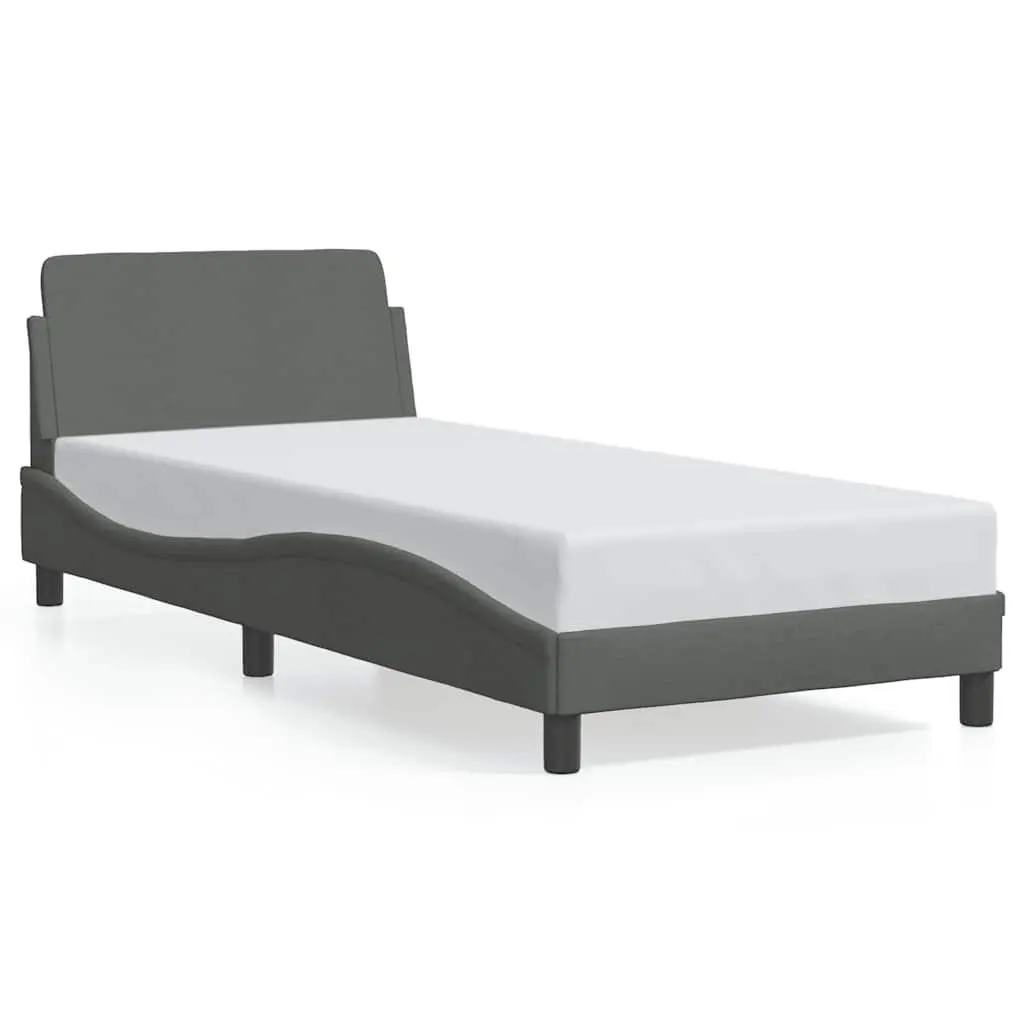 Bed Frame Grey Fabric Headboard Bedroom 90x190 cm