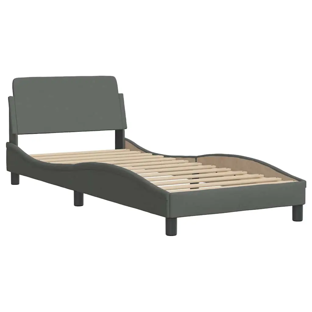 Bed Frame Grey Fabric Headboard Bedroom 90x190 cm