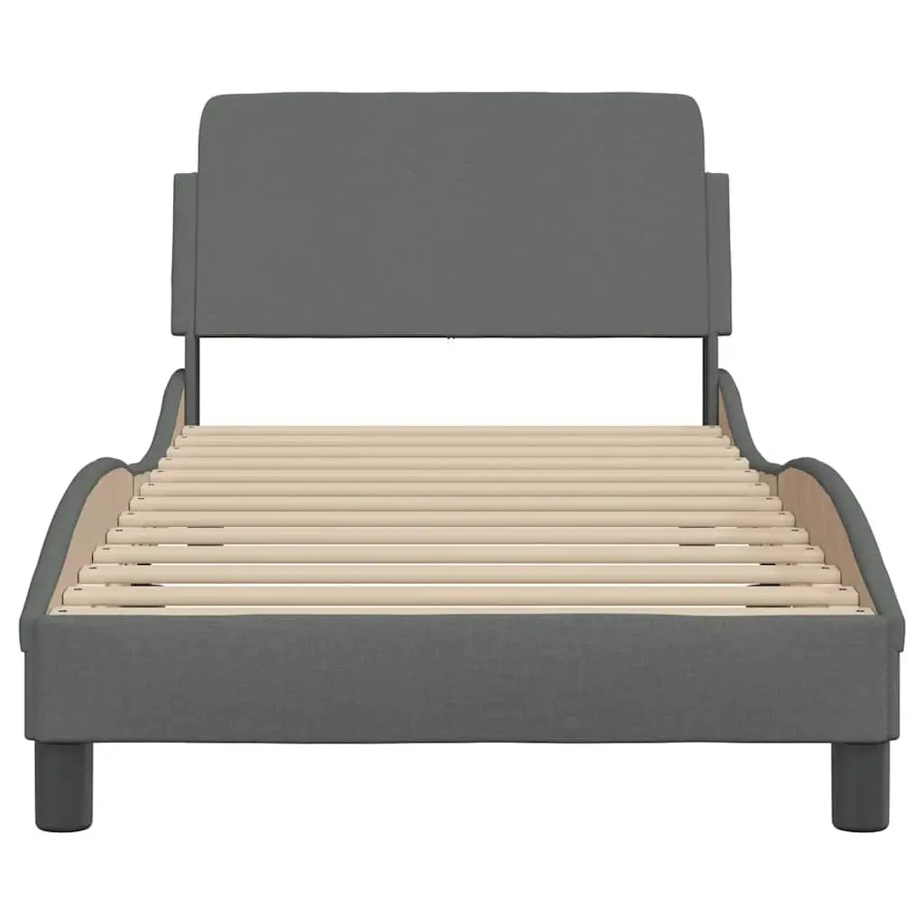 Bed Frame Grey Fabric Headboard Bedroom 90x190 cm