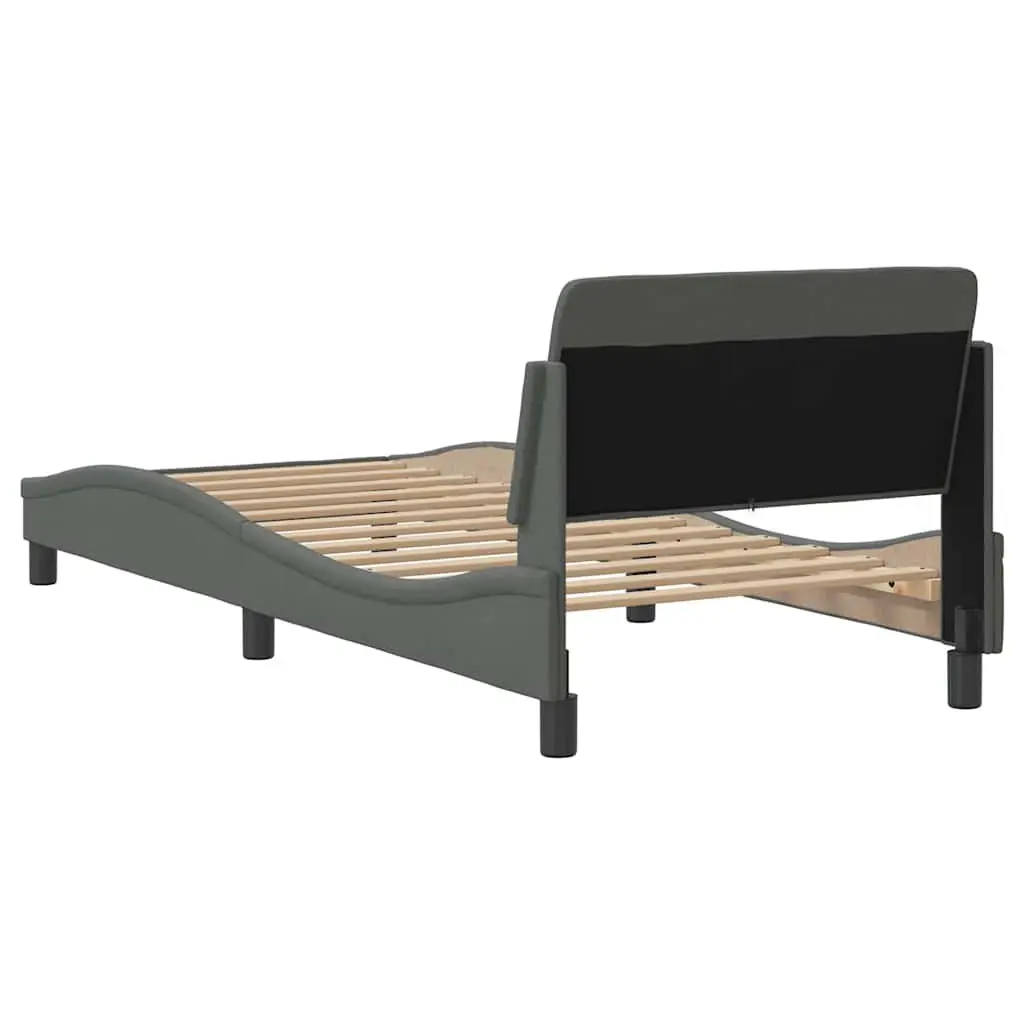 Bed Frame Grey Fabric Headboard Bedroom 90x190 cm