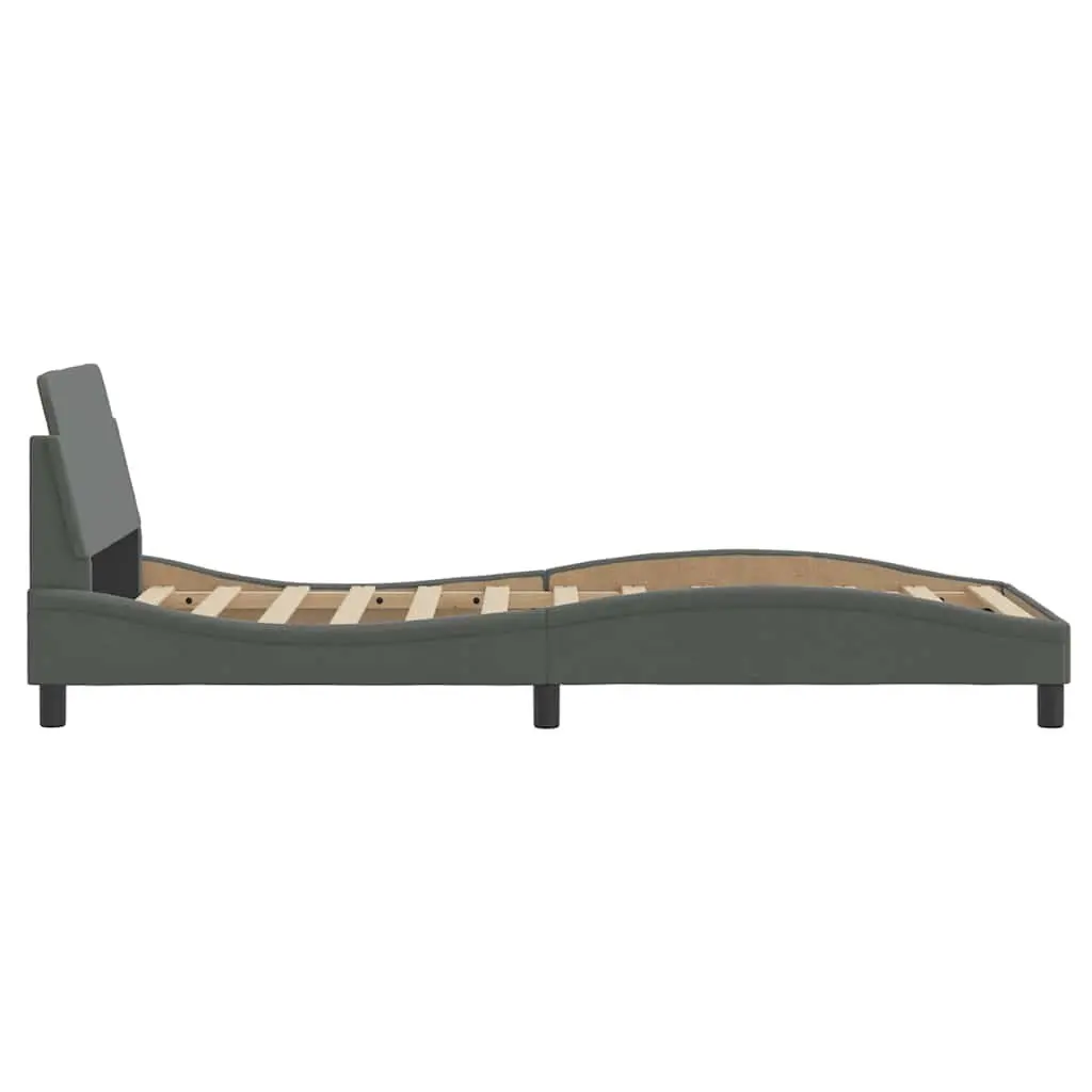 Bed Frame Grey Fabric Headboard Bedroom 90x190 cm