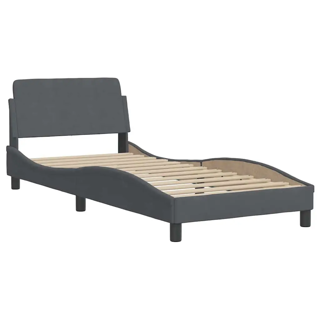 Bed Frame with Headboard Grey 90x190 cm Velvet Upholstered Bedroom Furniture