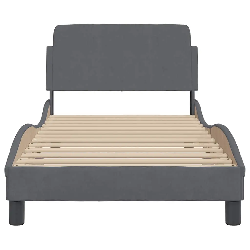 Bed Frame with Headboard Grey 90x190 cm Velvet Upholstered Bedroom Furniture
