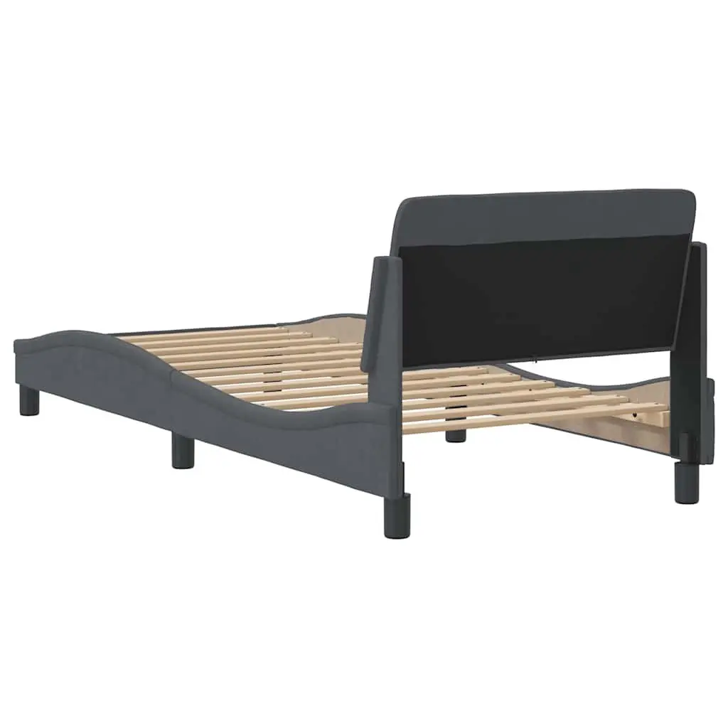Bed Frame with Headboard Grey 90x190 cm Velvet Upholstered Bedroom Furniture