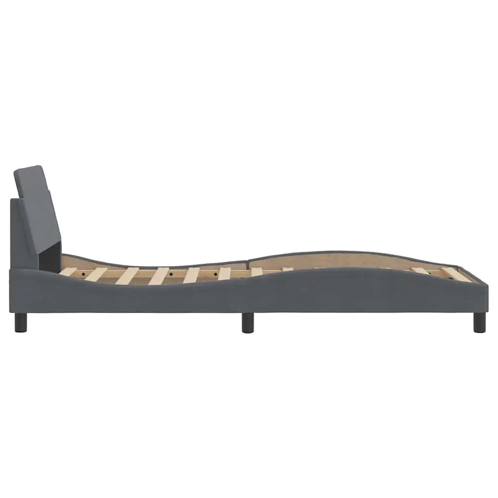 Bed Frame with Headboard Grey 90x190 cm Velvet Upholstered Bedroom Furniture