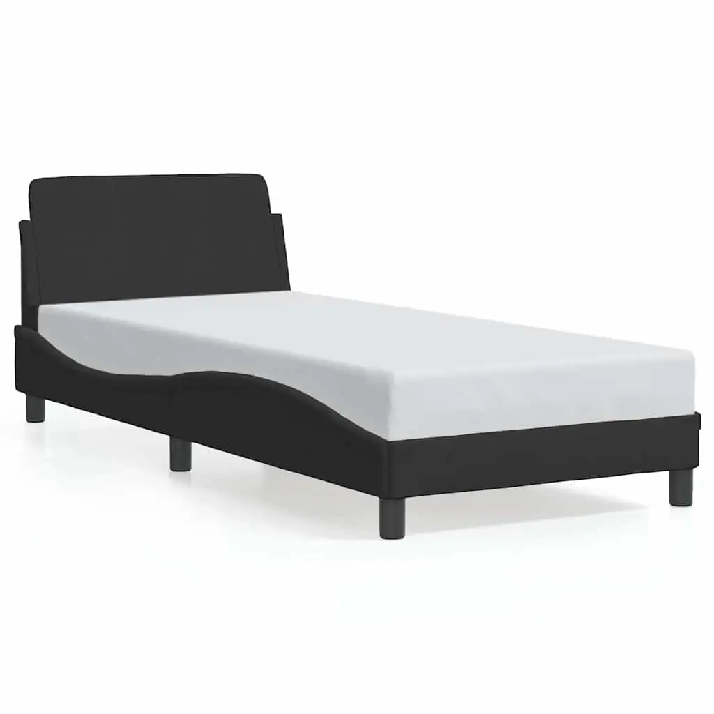 Bed Frame with Headboard for Bedroom 90x190 cm Black Velvet Upholstery