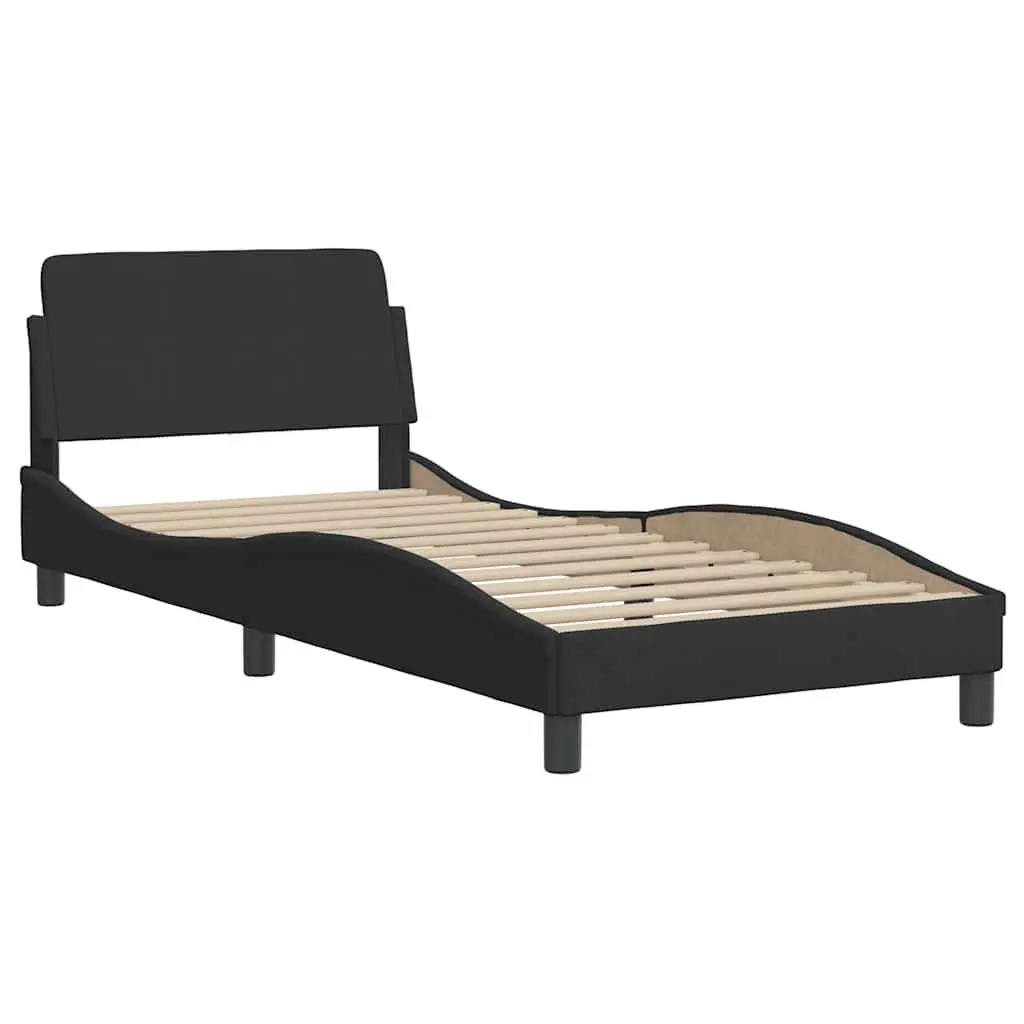 Bed Frame with Headboard for Bedroom 90x190 cm Black Velvet Upholstery