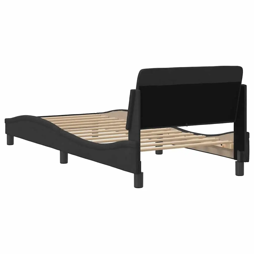 Bed Frame with Headboard for Bedroom 90x190 cm Black Velvet Upholstery