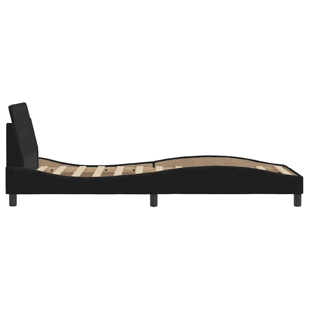Bed Frame with Headboard for Bedroom 90x190 cm Black Velvet Upholstery