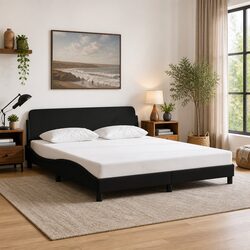 King Bed Frame Specifications: 180x200 cm, Black Fabric