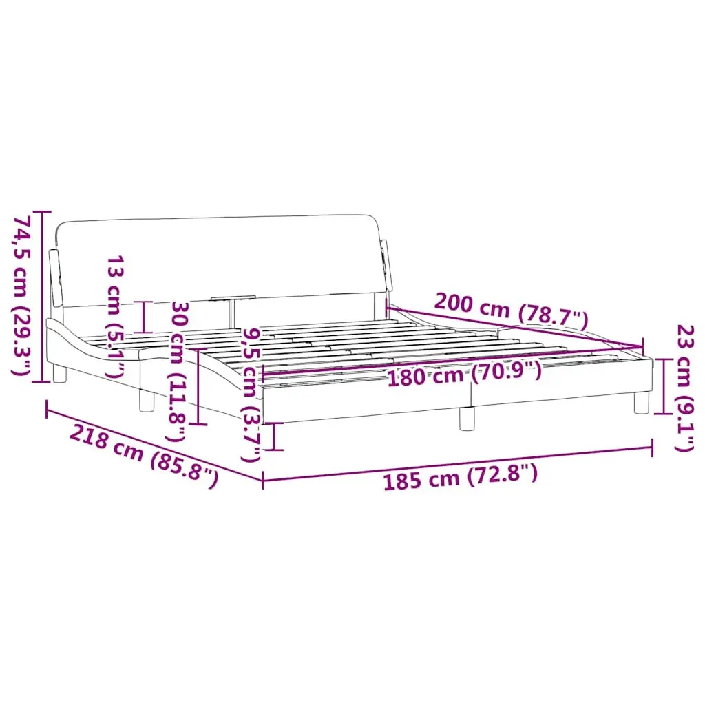 King Bed Frame 180x200 cm Black Fabric Headboard Plywood Slats Bedroom Furniture