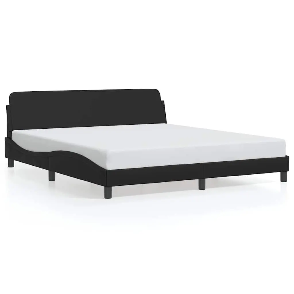 Bed Frame with Headboard for Bedroom 180x200 cm Black Faux Leather